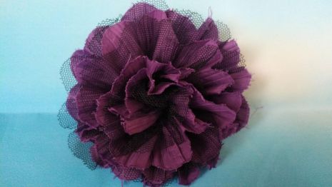 Цветок тканевый брошь Фиолетовый, диаметр 15 см