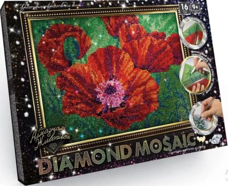 Набор креативного творчества Алмазная живопись DIAMOND MOSAIC Маки