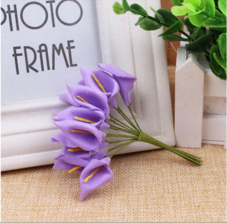 Цветок калла фиолет на ножке, фоамиран