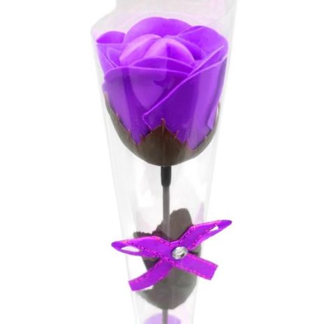 Мильна троянда в подарунковій упаковці фіолетова