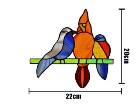 Наклейка витраж на стену, стекло, плитку. 3 птички