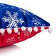 Наволочка декоративна з принтом сніжинка 40*40 Велюр червоно-синя