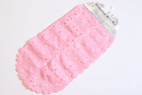 Силиконовый коврик в ванную Галька 67*34 см, Розовый