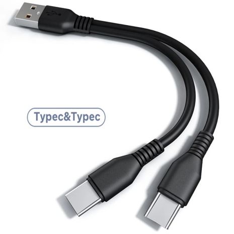 Подвійний зарядний кабель USB Type-C з 2-ма роз'ємами для підключення 2х пристроїв - 1 метр