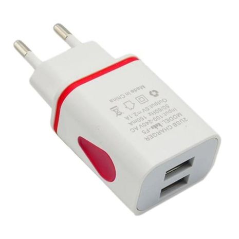 USB зарядка 5 вольт 1.1 ампера 6 Ватт на 2 USB порти із захистом від перевантаження та підсвічуванням F5