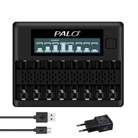 Зарядний пристрій на 8 штук NI-MH акумуляторних батарей АА або ААА з LCD екраном Palo NC32