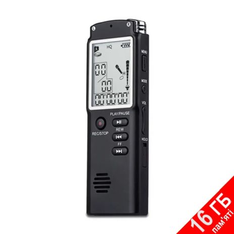 Диктофон цифровий із великим екраном Savetek GS-T60, пам'ять 16 Гб, стерео, акумуляторний