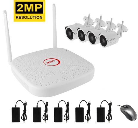 Комплект відеоспостереження бездротовий на 4 камери Longse WIFI 3604-2Mp Kit 4, 300 метрів, 2 Мп, FullHD 1080P