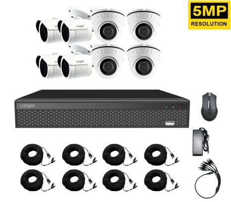 Комплект відеоспостереження для дому на 8 камер Longse XVR2108HD4M4P500 kit, 5 Мп, Quad HD