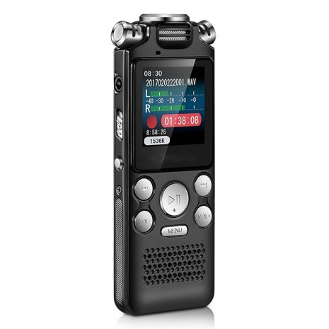 Цифровий диктофон із таймером для запису голосу Sttwunake V59, стерео, 8 Гб, чорний