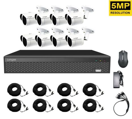 Комплект відеоспостереження на 8 камер для дому або дачі Longse XVR2108HD8M500, 5 Мегапікселів