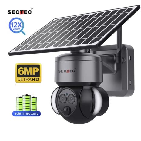 Вулична IP-камера 6MP Sectec ST-S568M-4G-6M-12X ZOOM 4G на сонячній батареї