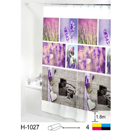 Шторка для ванної силіконова 180x180 см Lavender-2, Бузковий, 180*180 см, 12, 180