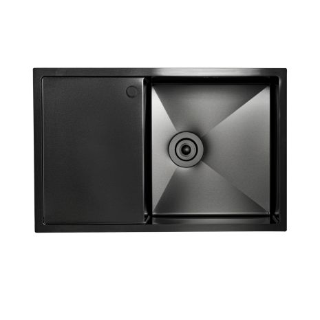 Кухонная мойка Platinum Handmade PVD Н 780х500х200 R черная (с креплением и отверстием под смеситель)