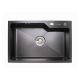 Кухонна мийка Platinum Handmade PVD 650х430х220 чорна (товщина 3,0/1,5 кошик та дозатор у комплекті)