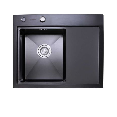 Кухонная мойка Platinum Handmade PVD 580х480х220 L черная (толщина 3,0/1,5 мм, корзина и дозатор в комплекте)