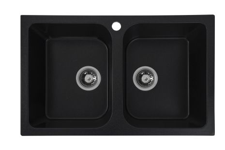 Гранітне миття для кухні Platinum 7648W TWIN глянець Чорний металік