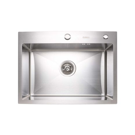 Кухонна мийка Platinum Handmade 600х450х220 (товщина 3,0/1,5 мм кошик та дозатор у комплекті)