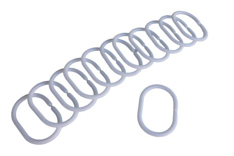 Кільця для шторки у ванній пластикові білі набір 12 шт.