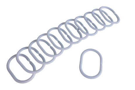 Кільця для шторки у ванній пластикові білі набір 12 шт.