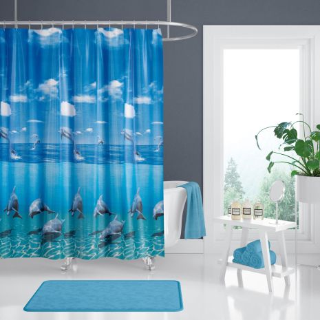 Вузька штора для ванної кімнати Tropik Dolphin Family Туреччина 120*200 см