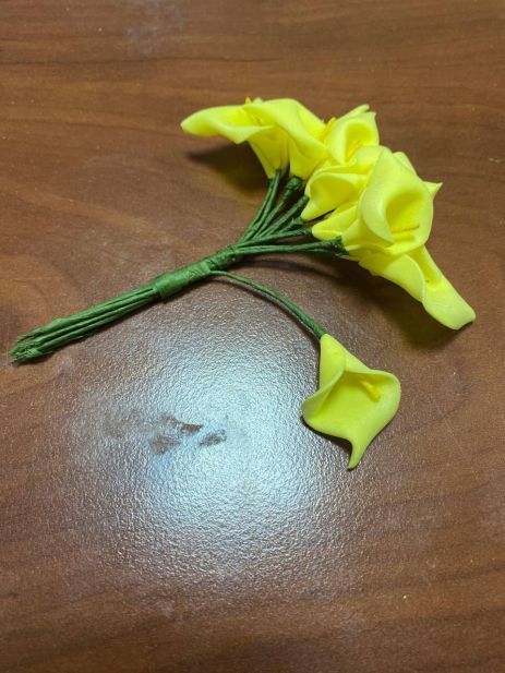 Цветок калла желтая на ножке, фоамиран