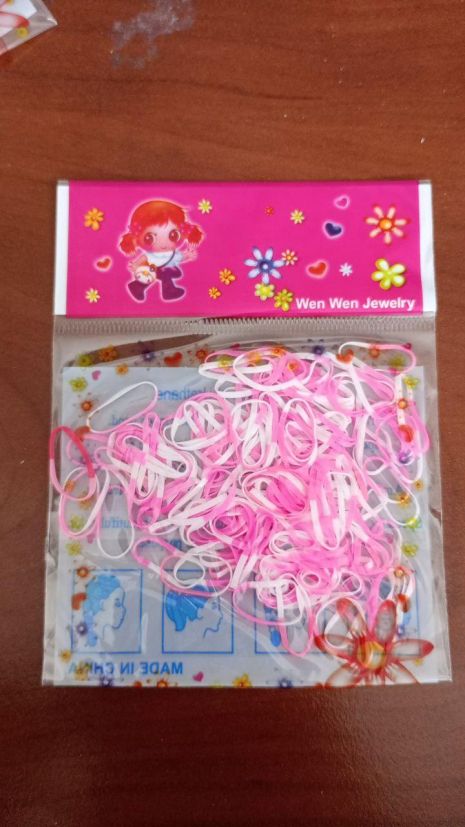 Пакет гумок для плетіння браслетів біло-яскраво-рожеві