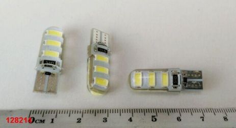 Лампа светодиод б/ц 12V W5W T10 6SMD (56 х 30) "обманка" в силиконе белая