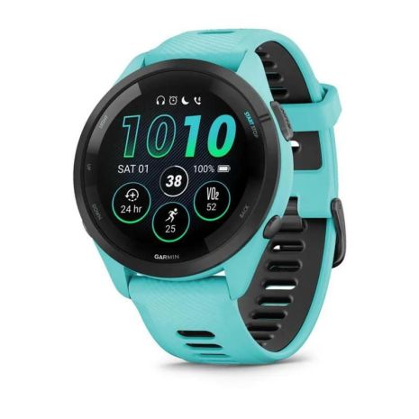 Смарт-часы Garmin Forerunner 265 Black Bezel with Aqua Case and Aqua/Black Silicone Band (010-02810-52)