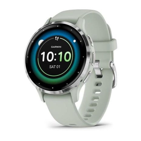 Смарт-годинник Garmin Venu 3s Silver Stainless Steel Bezel with Sage Grey Case and Silicone Band (010-02785-51)