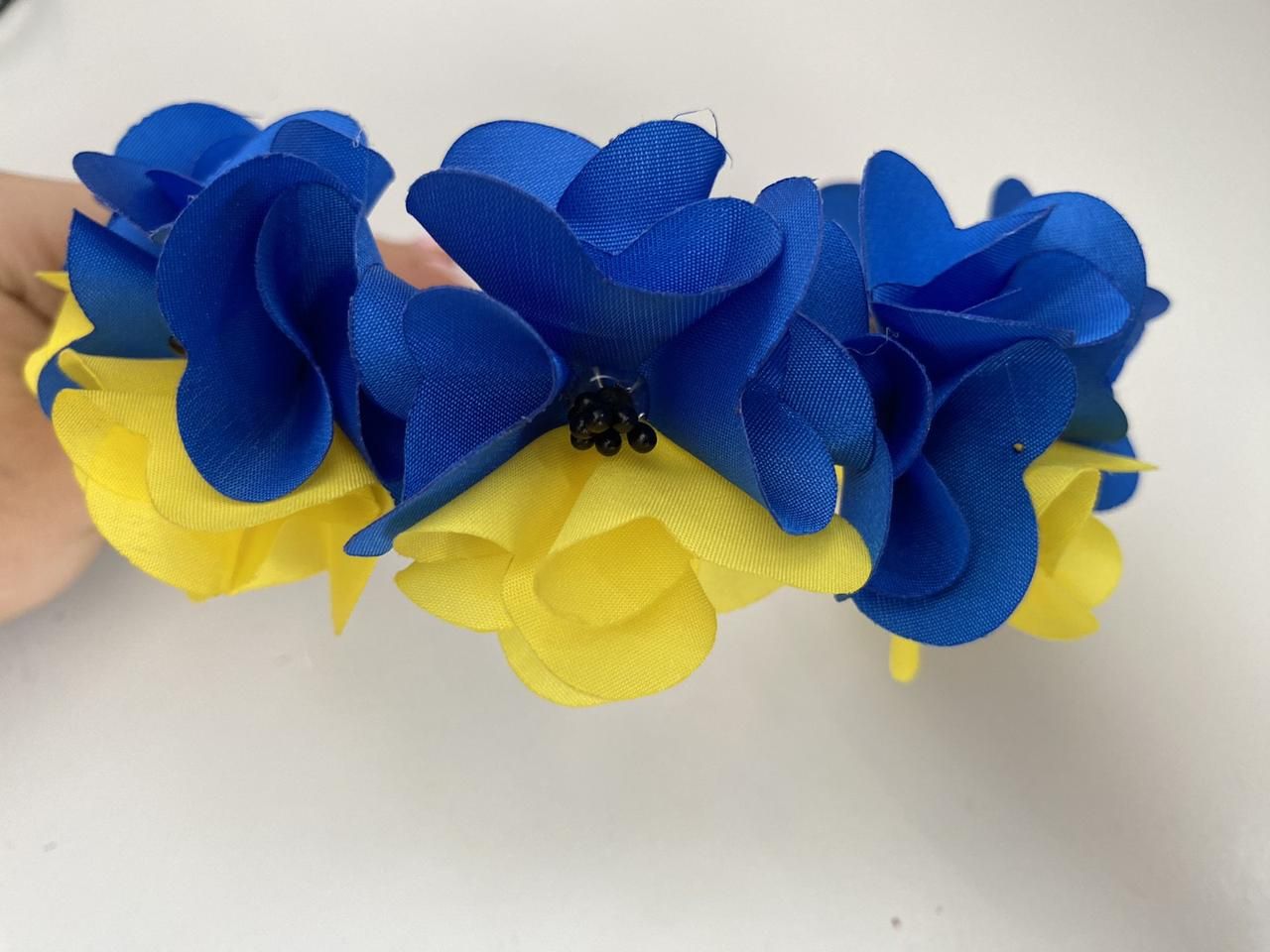 Обруч венок сине-желтый с цветочками