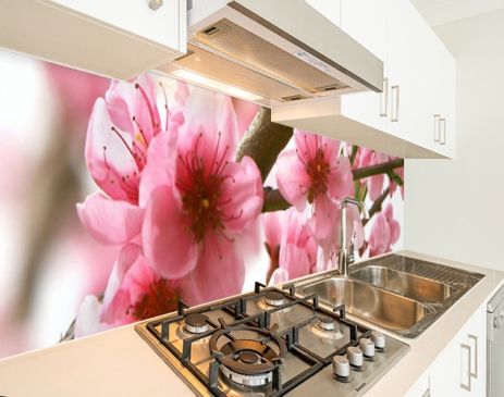 Наклейка на кухонний фартух 60 х 200 см, фотодрук із захисною ламінацією гілка сакури (БП-s_fl018)