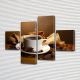 Картина модульная Утреннее кофе , на Холсте син., 65x80 см, (25x18-2/55х18-2)
