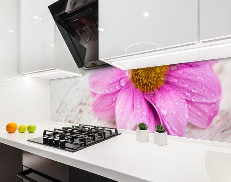Наклейка на кухонний фартух 60 х 200 см, фотодрук із захисною ламінацією Квітка в росі (БП-s_fl019)