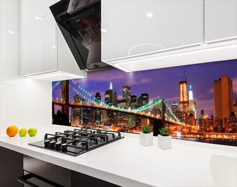 Наклейка на кухонный фартук 60 х 300 см, фотопечать с защитной ламинацией Бруклинский мост (БП-s_ar309-3)