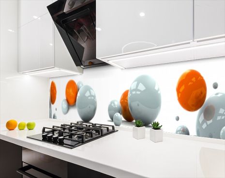 Наклейка на кухонный фартук 65 х 250 см, фотопечать с защитной ламинацией с цветными шарами (БП-s_ab11076-2)