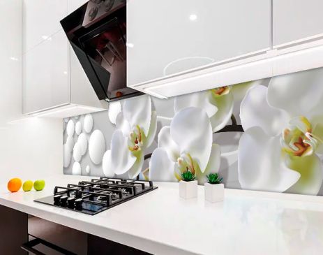 Наклейка на кухонний фартух 60 х 200 см, фотодрук із захисною ламінацією орхідеї (БП-s_fl11773)