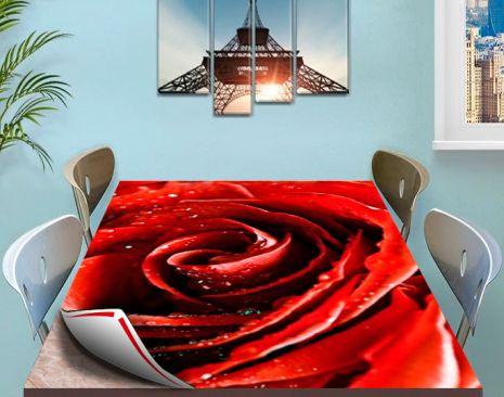 Покрытие для стола, мягкое стекло с фотопринтом, Роза 60 х 120 см (1,2 мм)