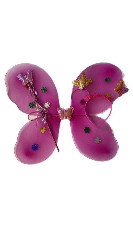 Костюм «Метелик» 3 предмети з квіточками Темно-рожевий