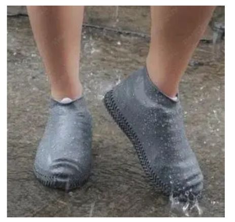 Силиконовые чехлы бахил для обуви от дождя и грязи S (размер 32-36) цвет серый