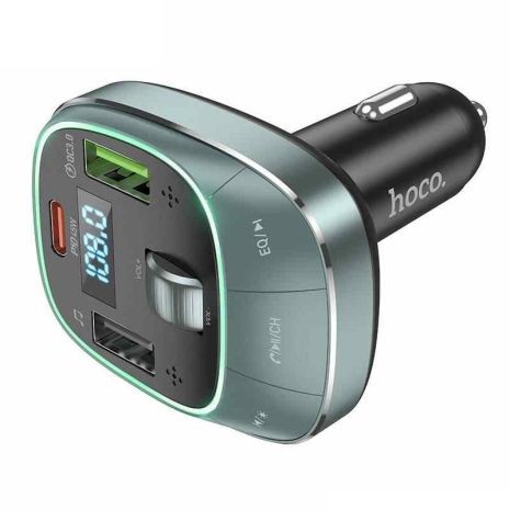 Модулятор Hoco E76 Pole PD48W+QC3.0 автомобіль BT FM transmitter Сірий