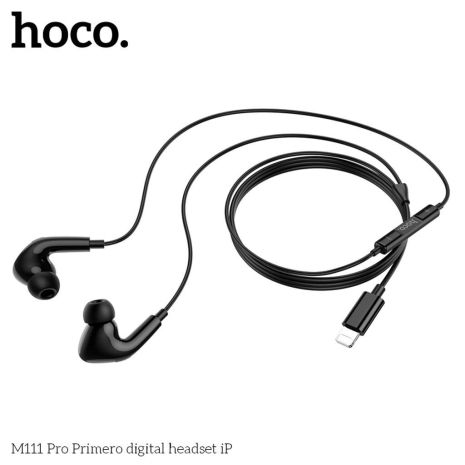 Навушники провідні вакуумні Hoco M111 Pro з мікрофоном Lightning чорні