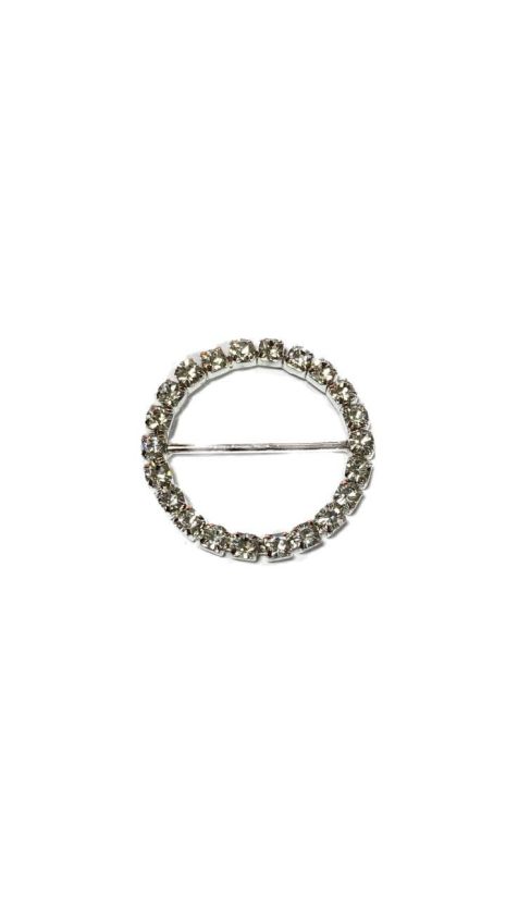 Пряжка для ремней женская украшение стразы круг 3,5 см серебро легкий метал