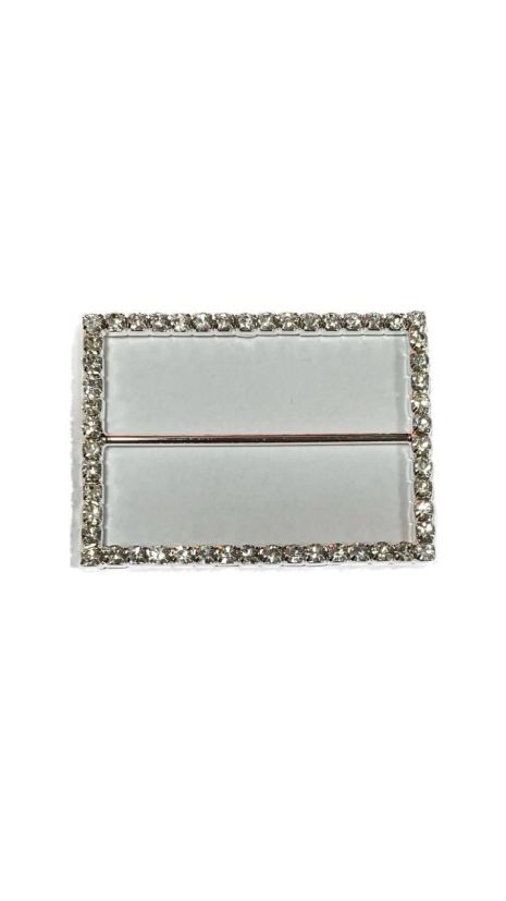 Пряжка для ремней женская украшение стразы прямоугольник 5,5*4 см серебро легкий метал