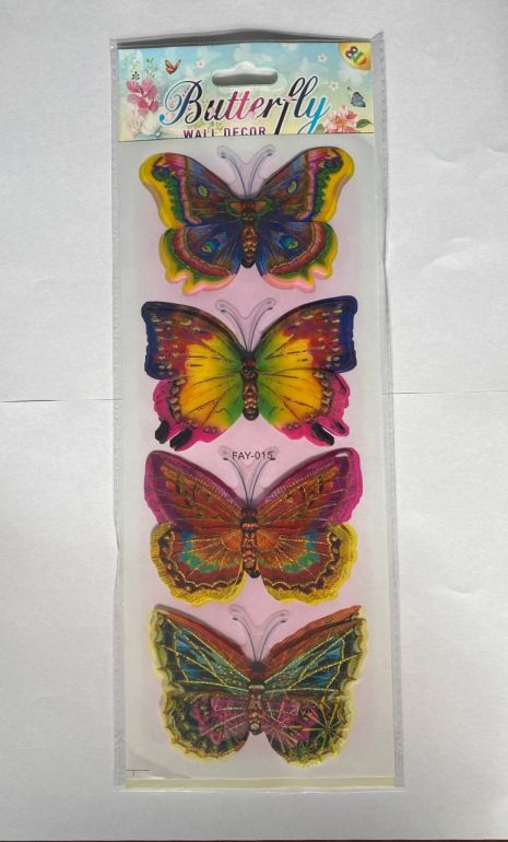 Комплект декоративных 3d бабочек №1. Наклейки бабочки для декора помещений 4шт