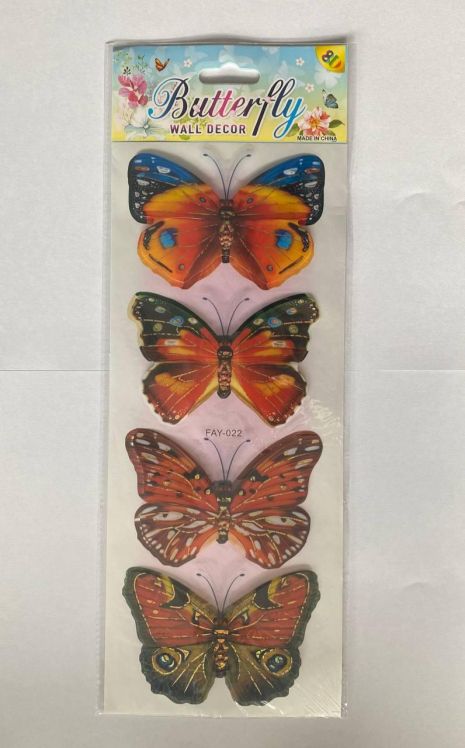 Комплект декоративных 3d бабочек №2. Наклейки бабочки для декора помещений 4шт
