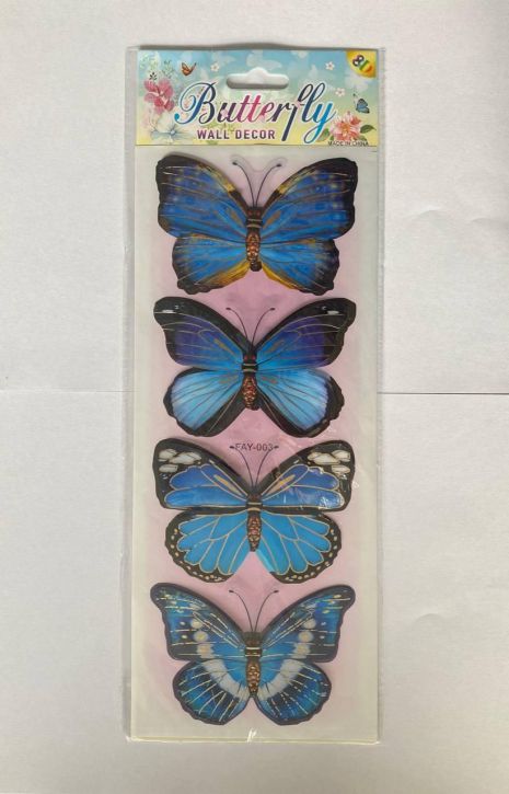 Комплект декоративных 3d бабочек №4. Наклейки бабочки для декора помещений 4шт
