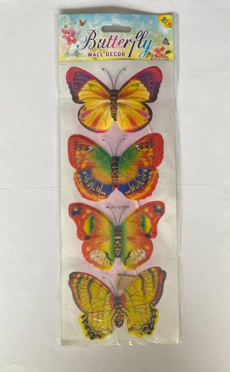 Комплект декоративных 3d бабочек №6. Наклейки бабочки для декора помещений 4шт
