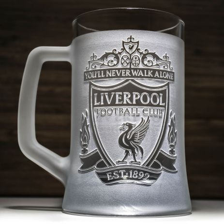 Бокал для пива с гравировкой логотипа ФК Ливерпуль FC Liverpool SandDecor