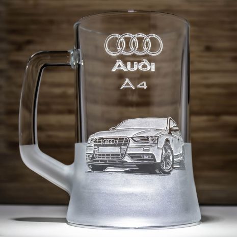 Бокал для пива с гравировкой Audi A4 SandDecor